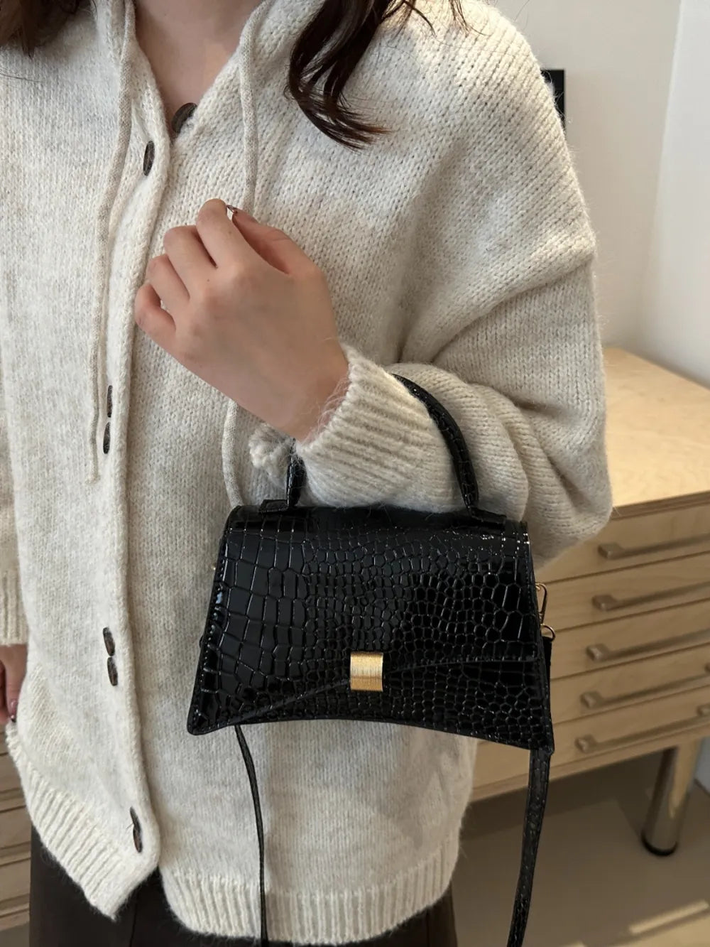 Solid Color PU Leather Handbag - handbags by Trendsi | Available at Handbags Specialist Headquarter