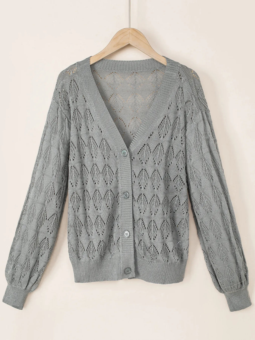 Buttoned Front Openwork Cardigan - Tops by Trendsi | Available at Handbags Specialist Headquarter