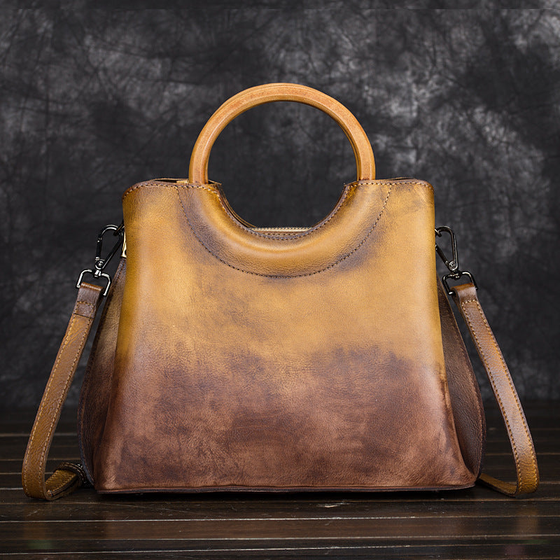 Artisan Retro Suede: Hand-Painted Leather Handbag