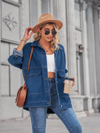 Button Up Long Sleeve Denim Jacket - Tops by Trendsi | Available at Handbags Specialist Headquarter