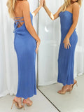 Lace-Up Back Tube Maxi Dress - Maxi Dress by Trendsi | Available at Handbags Specialist Headquarter