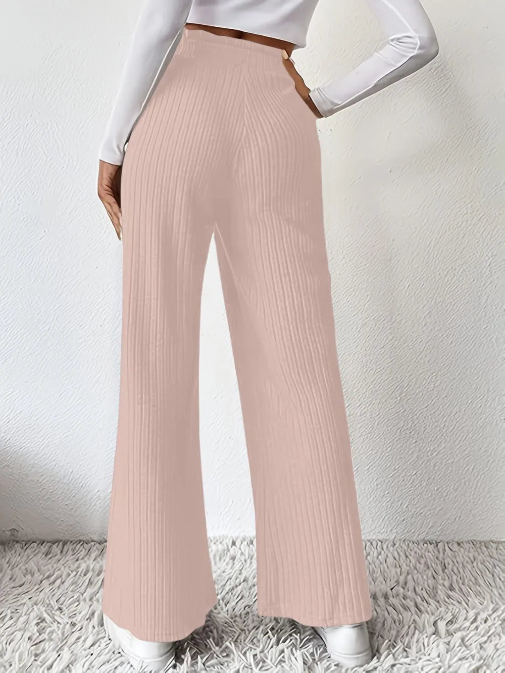 Ribbed High Waist Pants - Women Pants by Trendsi | Available at Handbags Specialist Headquarter