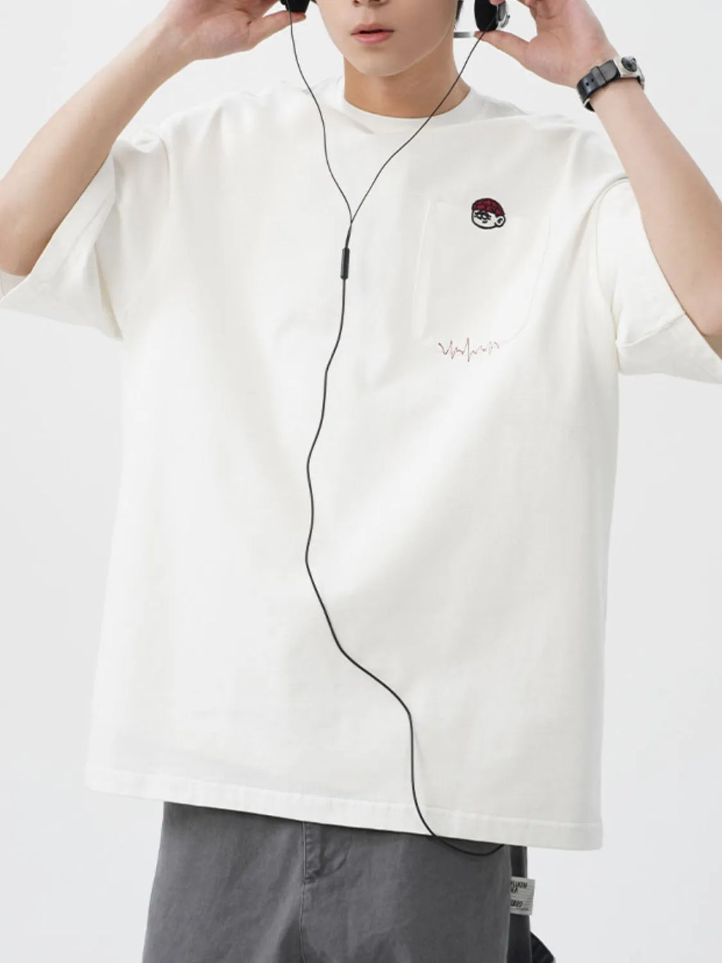 Men's Plus Size Round Neck Embroidered T-Shirt - Men's T-Shirt by Trendsi | Available at Handbags Specialist Headquarter