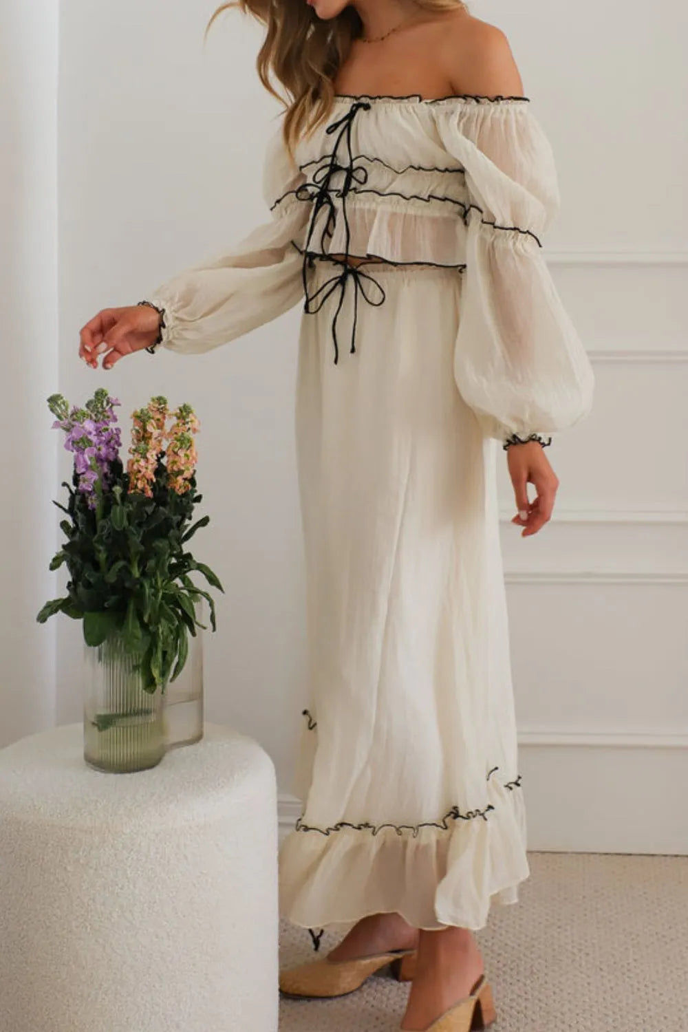 Off-Shoulder Top and Skirt Set - Skirts by Trendsi | Available at Handbags Specialist Headquarter