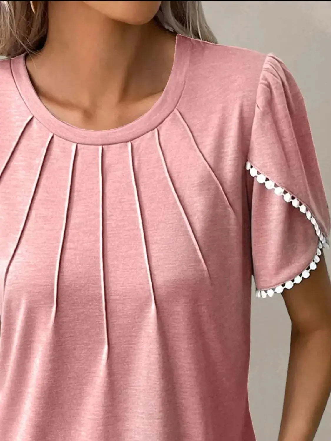 Full Size Round Neck Petal Sleeve Blouse Plus Size - Women Tops by Trendsi | Available at Handbags Specialist Headquarter