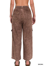 Zenana Washed Linen Elastic Band Waist Cargo Pants - Women Pants by Trendsi | Available at Handbags Specialist Headquarter
