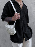 Men's Full Size Lace Half Sleeve Button Down Shirt Plus Size - Men's T Shirt by Trendsi | Available at Handbags Specialist Headquarter