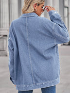 Button Up Long Sleeve Denim Jacket - Tops by Trendsi | Available at Handbags Specialist Headquarter