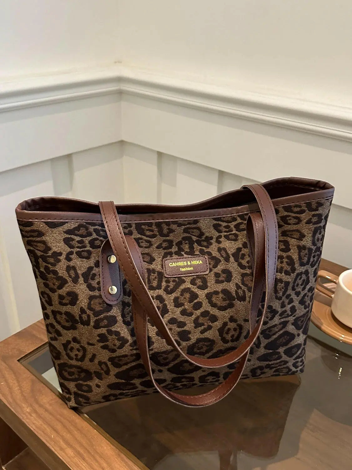 Leopard Polyester Tote Bag - Tote Bag by Trendsi | Available at Handbags Specialist Headquarter