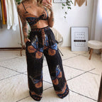 Chic Harmony: Printed Tube & Flowing Pants Set