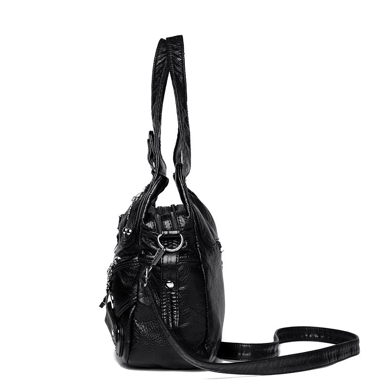 UrbanChic Women's Washed Leather Tote – Large Capacity