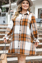 Plus Size Plaid Button Up Shirt Dress - Plus Size Shirts by Trendsi | Available at Handbags Specialist Headquarter