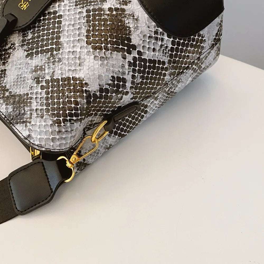 PU Leather Snakeskin Print Crossbody Bag - Crossbody Bag by Trendsi | Available at Handbags Specialist Headquarter