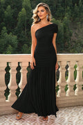 One-Shoulder Ruched Maxi Dress - Maxi Dress by Trendsi | Available at Handbags Specialist Headquarter