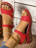 Floral Print Velcro Strap Wedge Sandals - Women Sandals by Trendsi | Available at Handbags Specialist Headquarter