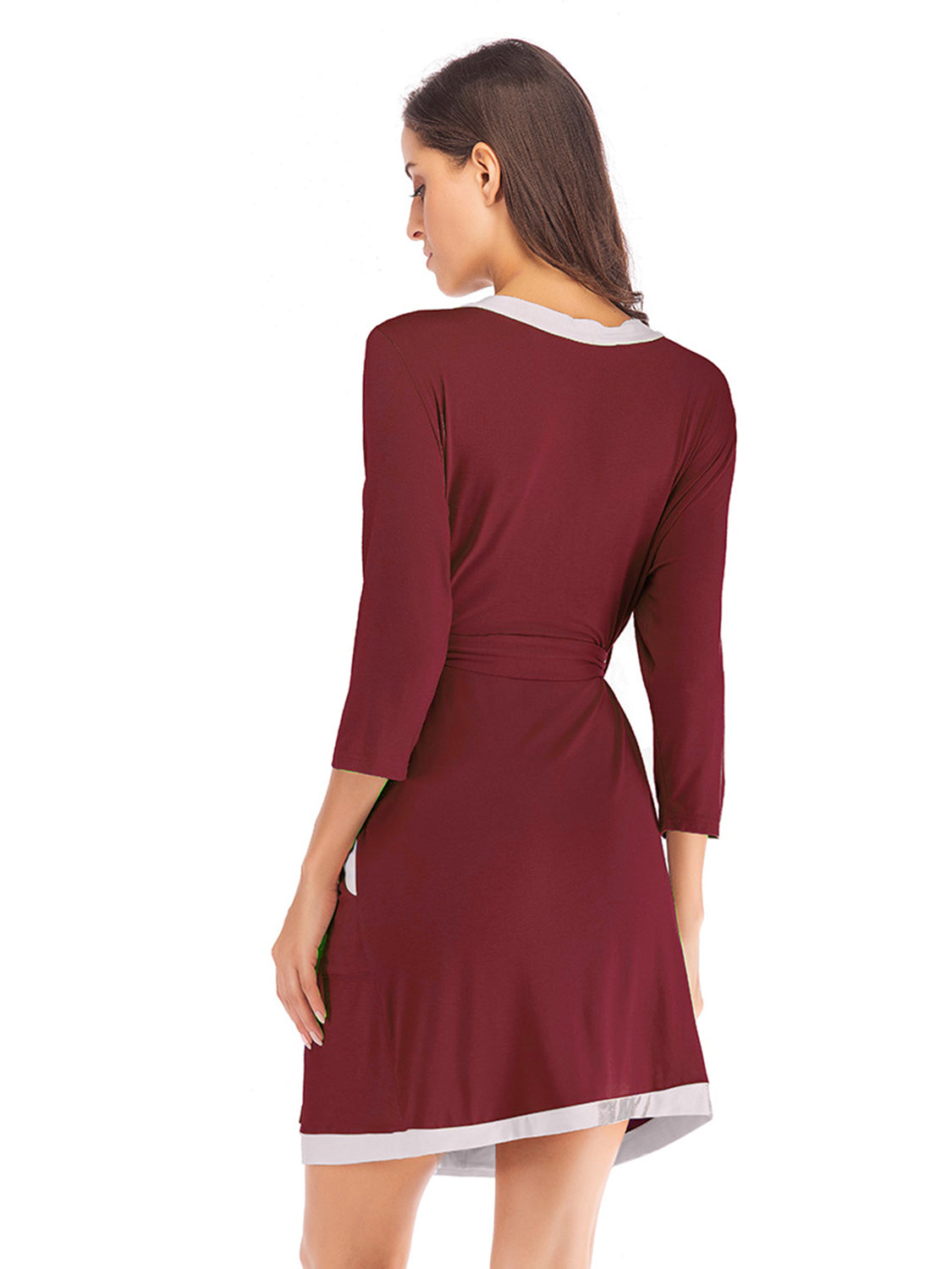 Tie Waist Surplice Neck Robe with Pockets - Sleepwear by Trendsi | Available at Handbags Specialist Headquarter