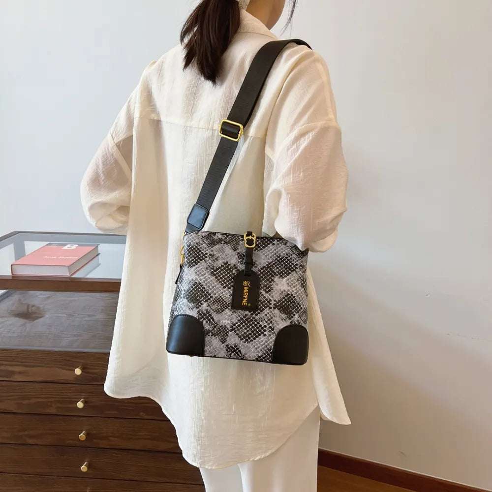 PU Leather Snakeskin Print Crossbody Bag - Crossbody Bag by Trendsi | Available at Handbags Specialist Headquarter