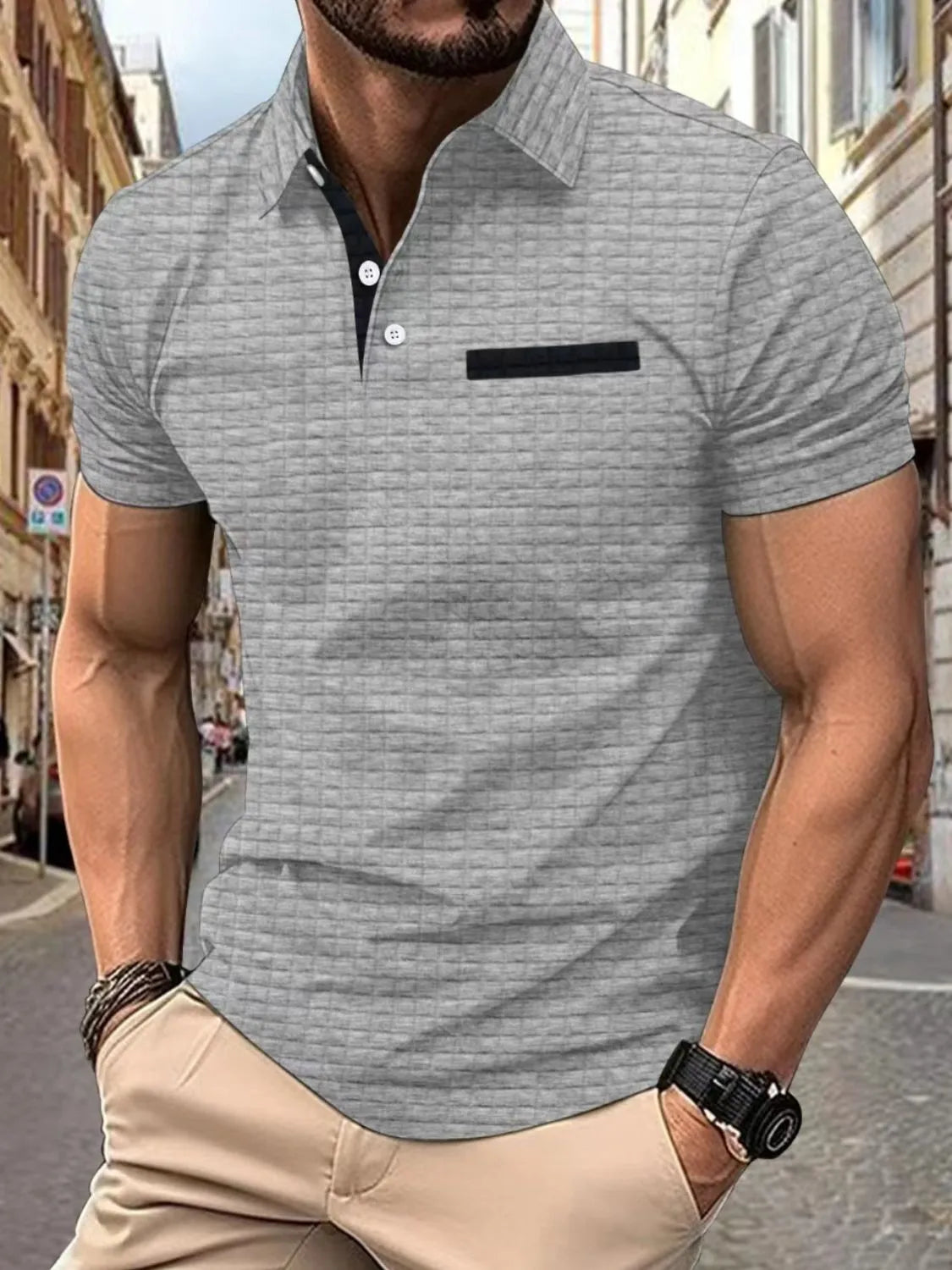 Men's Full Size Collared Neck Short Sleeve Polo Plus Size - Men's Shirts by Trendsi | Available at Handbags Specialist Headquarter