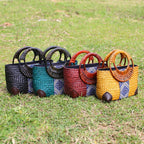 Vintage handmade straw handbag