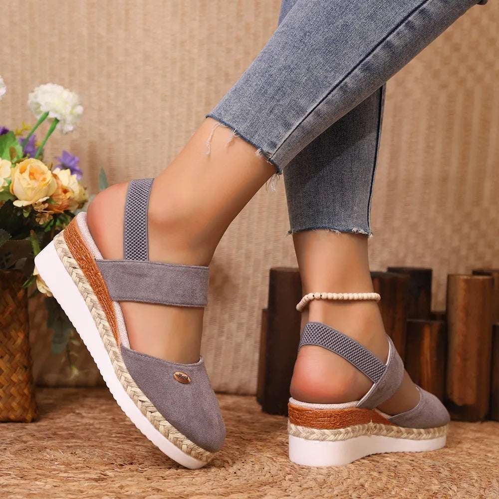 Round Toe Wedge Sandals -  by Trendsi | Available at Handbags Specialist Headquarter