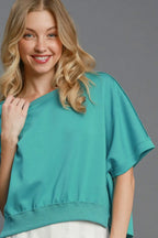 Umgee Full Size Lightweight Cropped Sweatshirt Plus Size - Dresses by Trendsi | Available at Handbags Specialist Headquarter