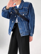 Men's Plus Size Button Up Long Sleeve Denim Jacket - Men's jackets by Trendsi | Available at Handbags Specialist Headquarter