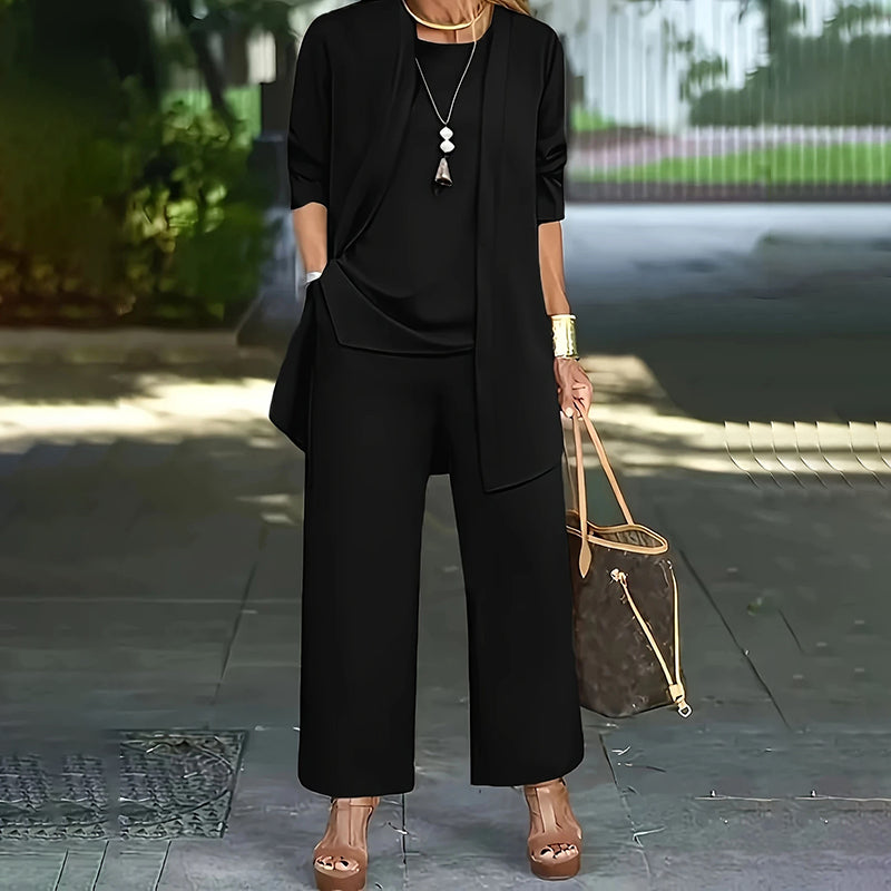 CurvyChic 3-Piece Lounge Set: Cardigan, Vest & Pants