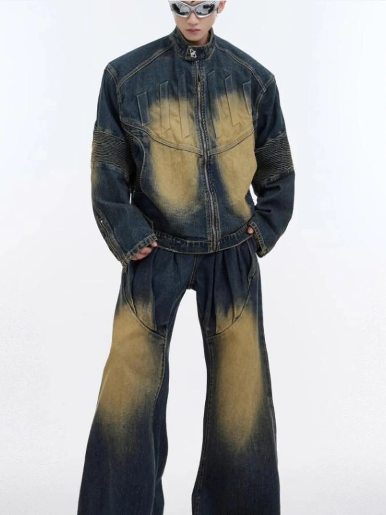 Men's Zip Up Long Sleeve Denim Jacket - Men's jackets by Trendsi | Available at Handbags Specialist Headquarter