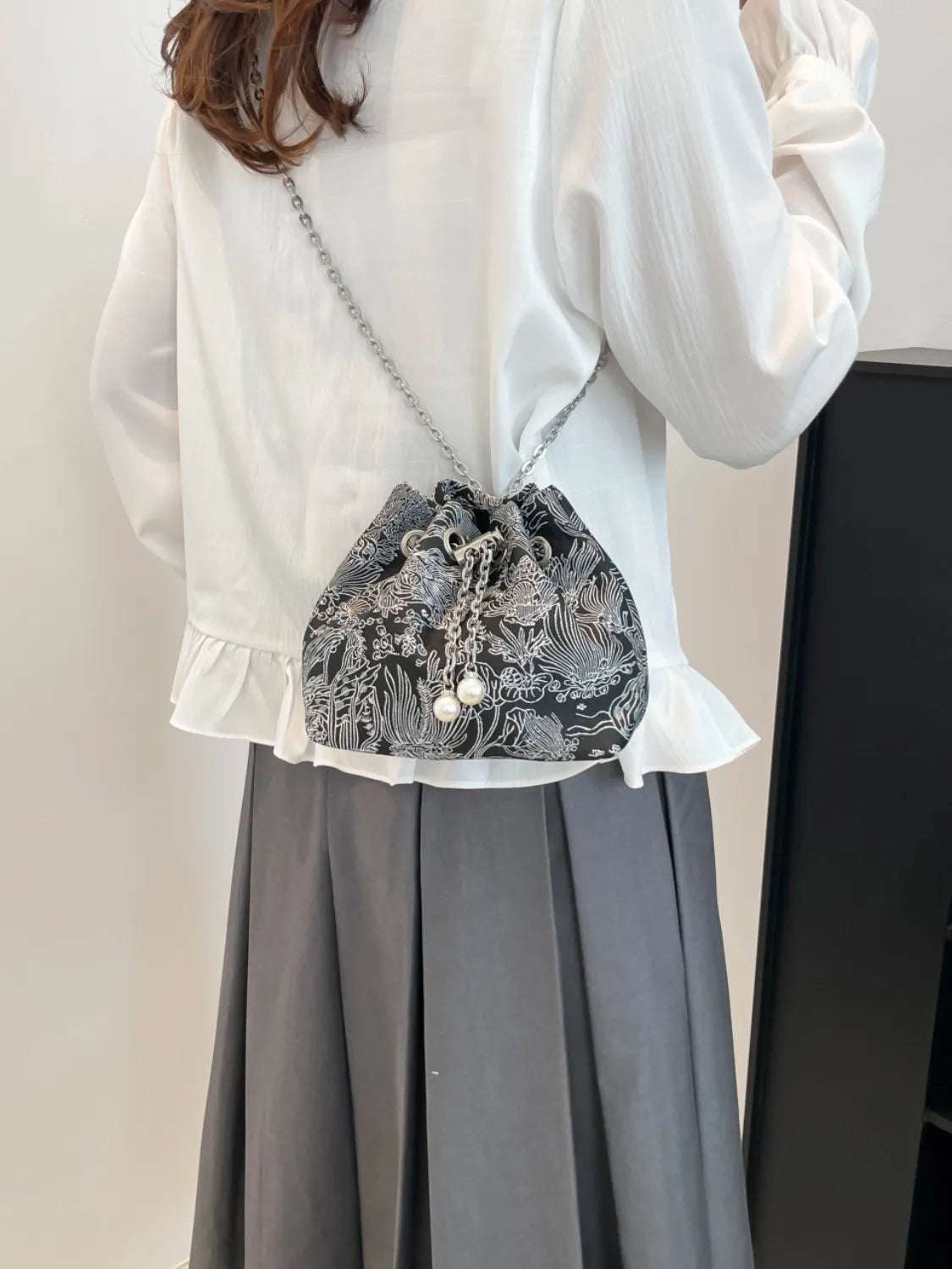 Chain Strap Bucket Bag - Crossbody Bag by Trendsi | Available at Handbags Specialist Headquarter