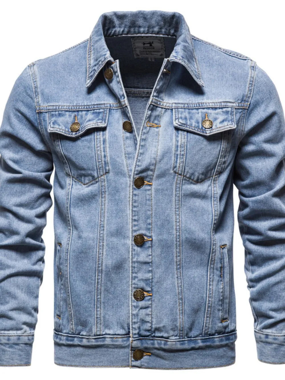Men's Button Down Long Sleeve Denim Jacket - Men's jackets by Trendsi | Available at Handbags Specialist Headquarter