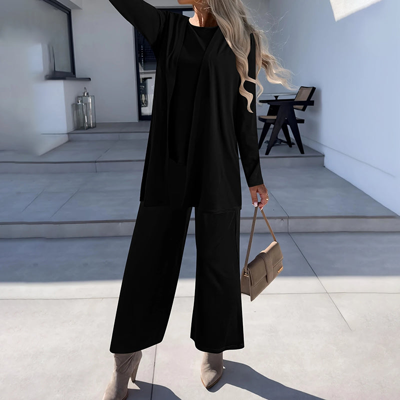 CurvyChic 3-Piece Lounge Set: Cardigan, Vest & Pants