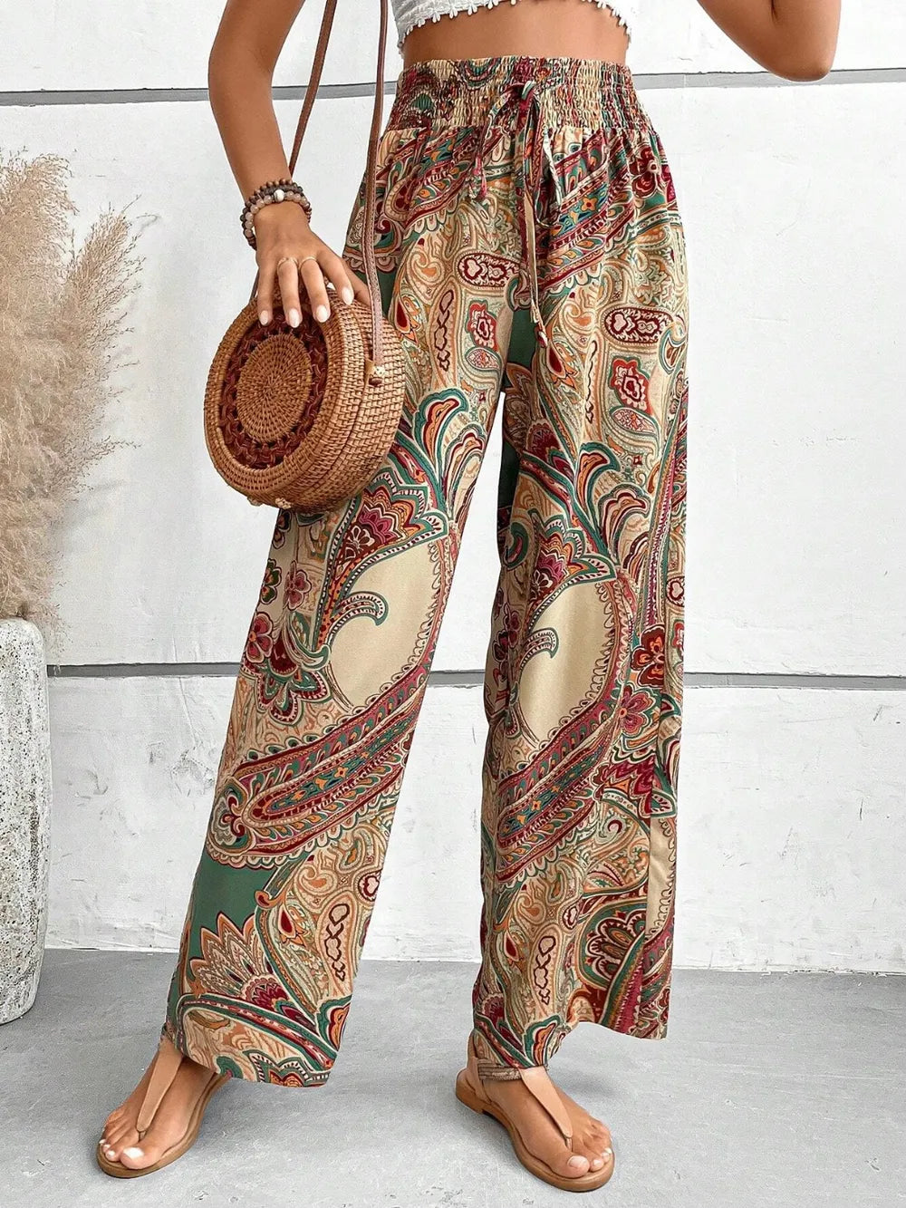 Printed Wide Leg Pants - Women Pants by Trendsi | Available at Handbags Specialist Headquarter