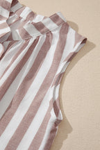 Stripe Button Down Sleeveless Shirt - Women's Down Shirt Tops by Trendsi | Available at Handbags Specialist Headquarter