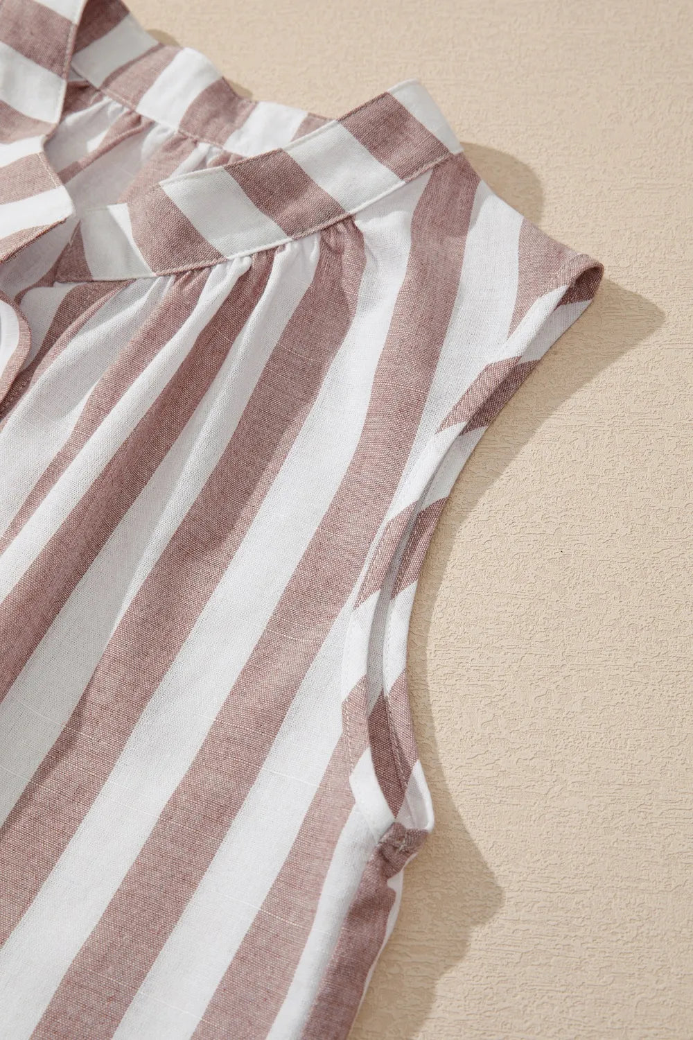 Stripe Button Down Sleeveless Shirt - Women's Down Shirt Tops by Trendsi | Available at Handbags Specialist Headquarter