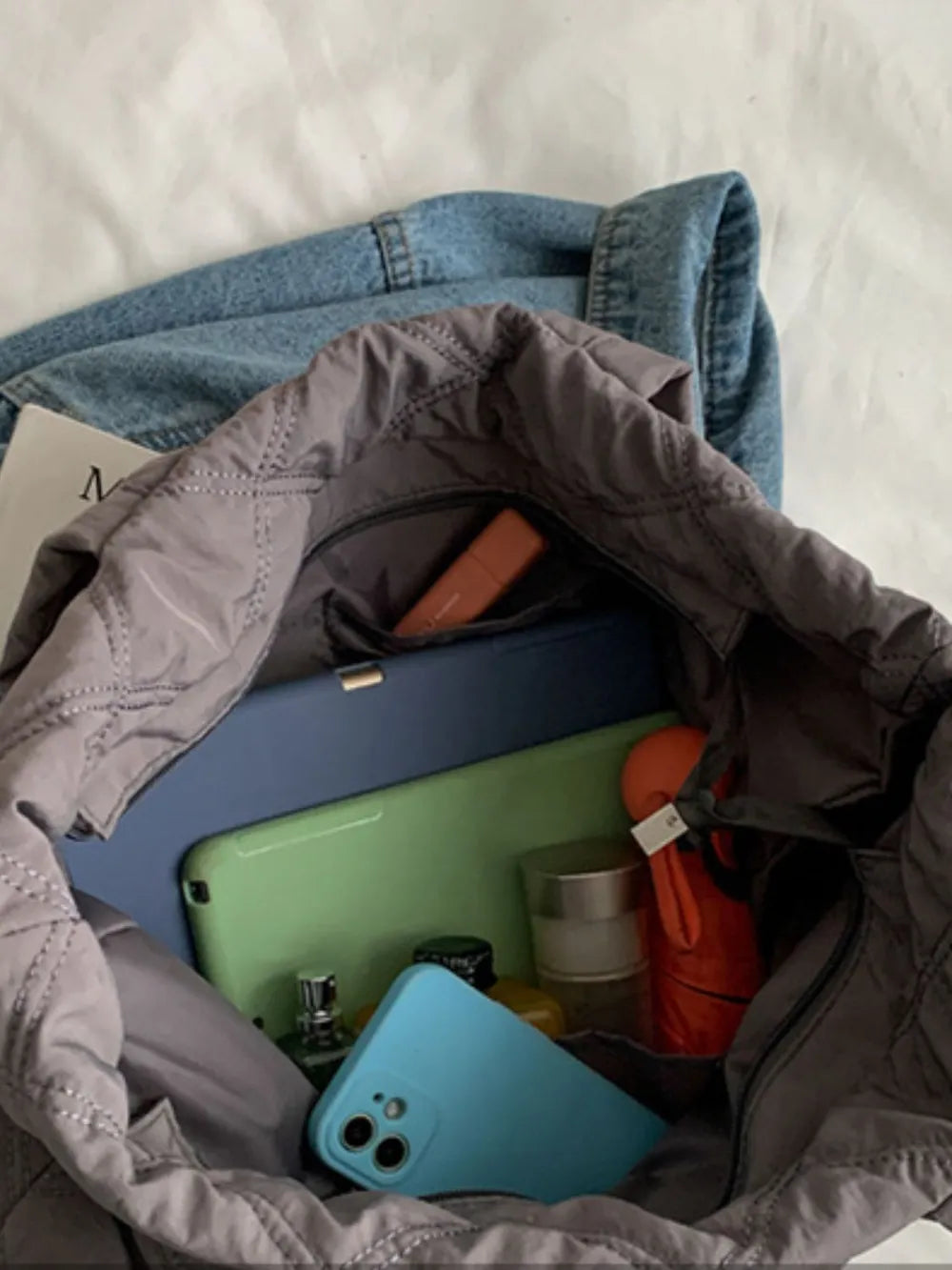 Quilted Nylon Large Tote Bag - Tote Bag by Trendsi | Available at Handbags Specialist Headquarter