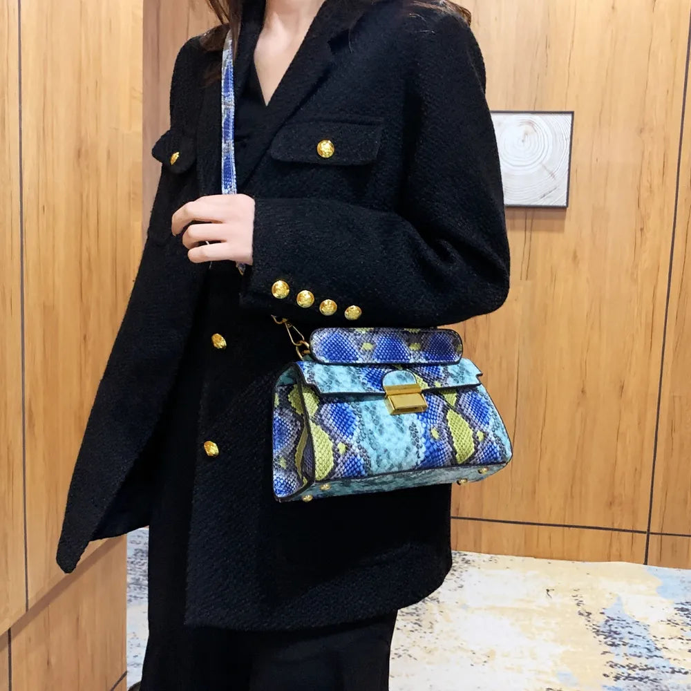 PU Leather Snakeskin Print Crossbody Bag - Crossbody Bag by Trendsi | Available at Handbags Specialist Headquarter