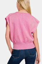 Zenana Washed Boat Neck Bottom Banded Dolman Sleeve Top -  by Trendsi | Available at Handbags Specialist Headquarter