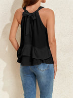 Ruffled Printed Halter Neck Cami Top - Tops by Trendsi | Available at Handbags Specialist Headquarter