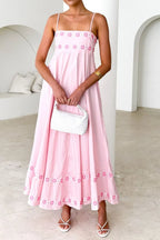 Floral Embroidered Spaghetti Strap Maxi Dress - Maxi Dress by Trendsi | Available at Handbags Specialist Headquarter