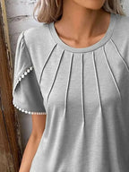 Full Size Round Neck Petal Sleeve Blouse Plus Size - Women Tops by Trendsi | Available at Handbags Specialist Headquarter