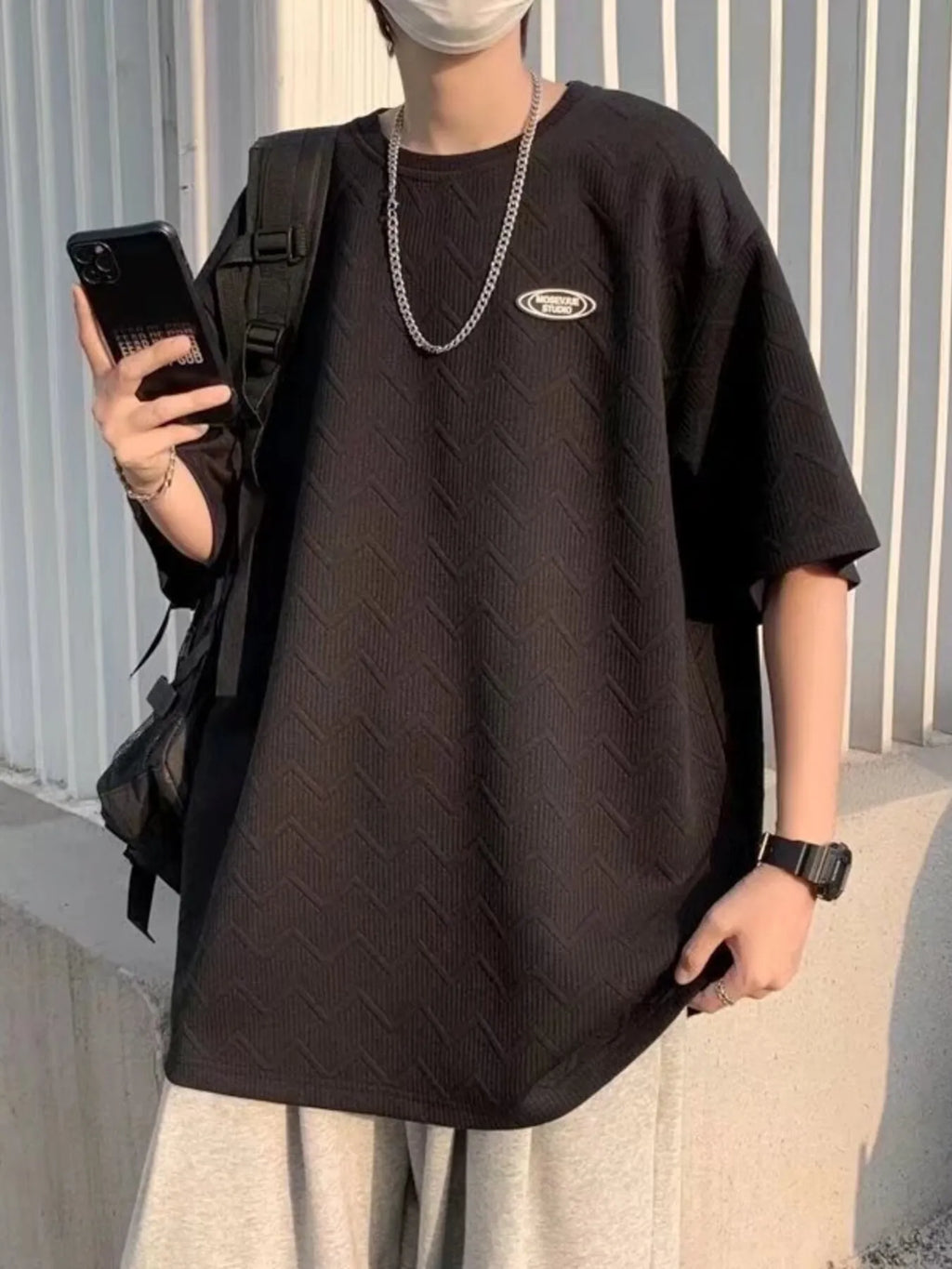 Men's Full Size Round Neck Half Sleeve T-Shirt Plus Size - Men's T-Shirt by Trendsi | Available at Handbags Specialist Headquarter