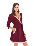 Tie Waist Surplice Neck Robe with Pockets - Sleepwear by Trendsi | Available at Handbags Specialist Headquarter