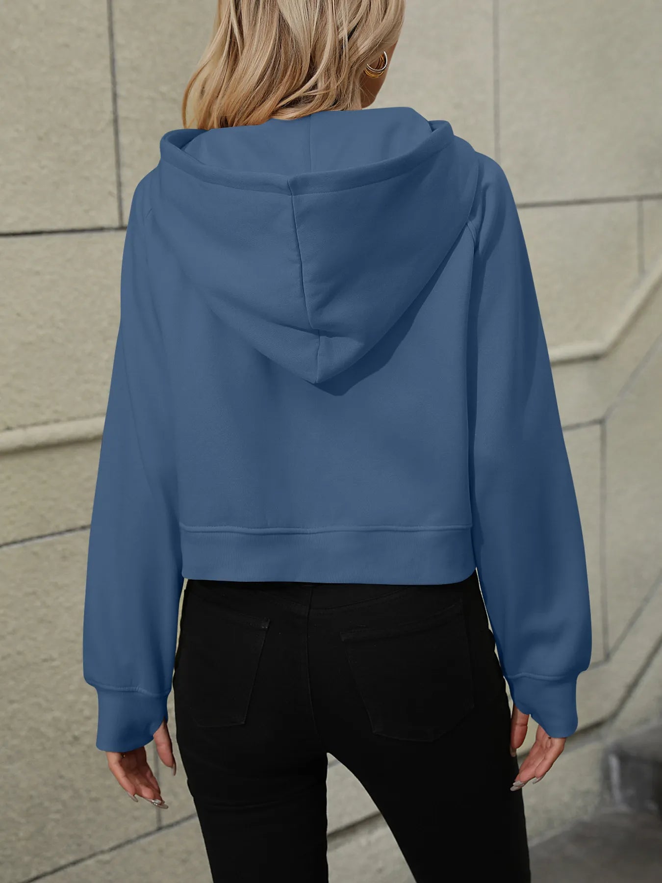 Half-Zip Hoodie with Kangaroo Pocket - Tops by Trendsi | Available at Handbags Specialist Headquarter