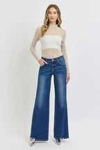 RISEN Full Size Mid Rise Wide Jeans Plus Size - Women / Jeans & Denim by Trendsi | Available at Handbags Specialist Headquarter