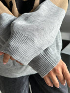 Leopard Color Block Round Neck Sweater - Tops by Trendsi | Available at Handbags Specialist Headquarter