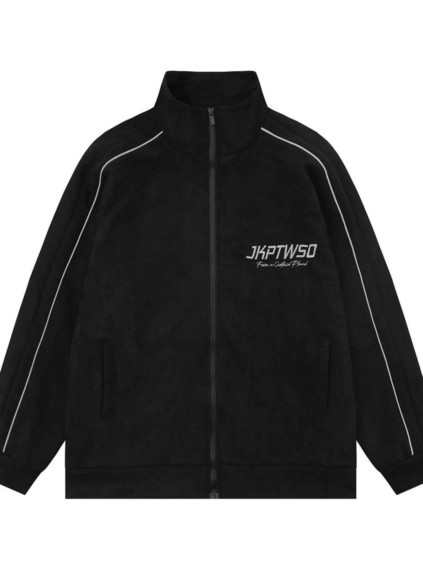 Men's Letter Graphic Track Jacket with Contrast Trim - Men's jackets by Trendsi | Available at Handbags Specialist Headquarter