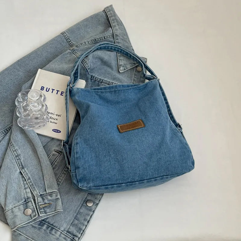 Adjustable Strap Denim Shoulder Bag - Handbags by Trendsi | Available at Handbags Specialist Headquarter