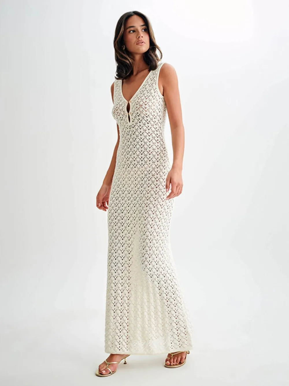 Openwork Sleeveless Maxi Dress - Maxi Dress by Trendsi | Available at Handbags Specialist Headquarter
