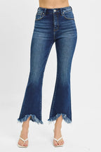 RISEN Full Size High Rise Crop Bootcut Fray Hem Jeans Plus Size - Women / Jeans & Denim by Trendsi | Available at Handbags Specialist Headquarter
