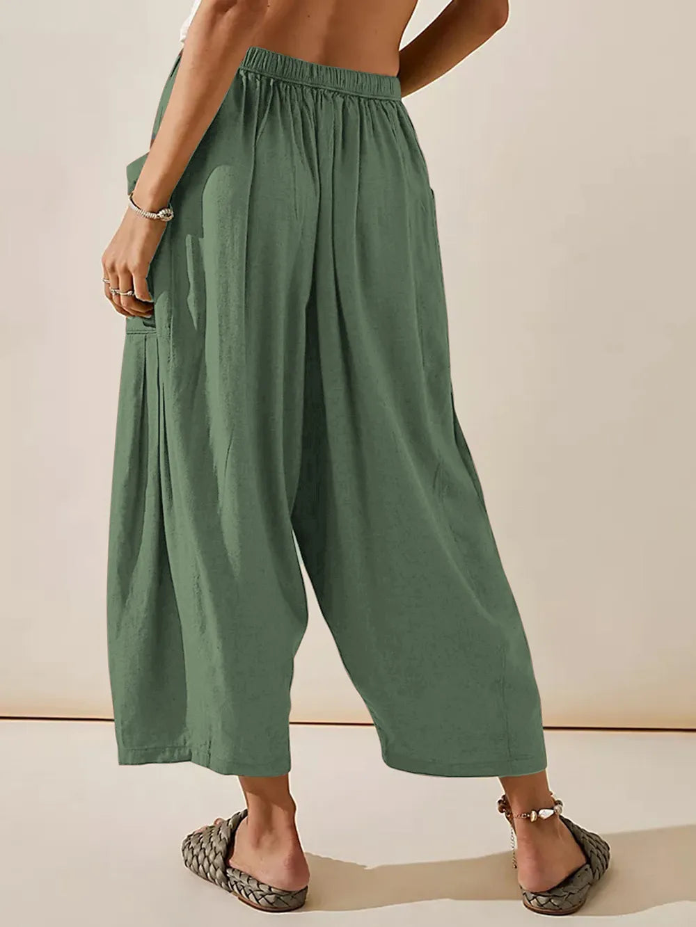 Full Size Wide Leg Pants with Pockets - Women Pants by Trendsi | Available at Handbags Specialist Headquarter